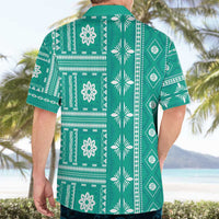 Fiji Masi All Teal Hawaiian Shirt Tapa Pattern - Polynesian Pride