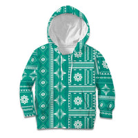 Fiji Masi All Teal Kid Hoodie Tapa Pattern - Polynesian Pride