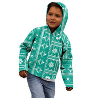 Fiji Masi All Teal Kid Hoodie Tapa Pattern - Polynesian Pride