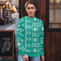 Fiji Masi All Teal Ugly Christmas Sweater Tapa Pattern - Polynesian Pride