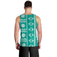 Fiji Masi All Teal Men Tank Top Tapa Pattern - Polynesian Pride