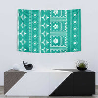 Fiji Masi All Teal Tapestry Tapa Pattern - Polynesian Pride