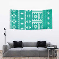 Fiji Masi All Teal Tapestry Tapa Pattern - Polynesian Pride