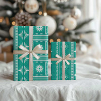 Fiji Masi All Teal Wrapping Paper Tapa Pattern - Polynesian Pride