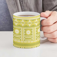 Fiji Masi All Yellow Ceramic Mug Tapa Pattern - Polynesian Pride