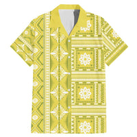 Fiji Masi All Yellow Family Matching Mermaid Dress and Hawaiian Shirt Tapa Pattern - Polynesian Pride