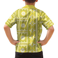 Fiji Masi All Yellow Family Matching Summer Maxi Dress and Hawaiian Shirt Tapa Pattern - Polynesian Pride