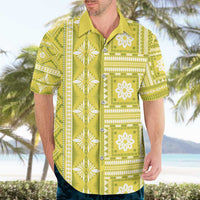 Fiji Masi All Yellow Hawaiian Shirt Tapa Pattern - Polynesian Pride