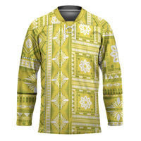 Fiji Masi All Yellow Hockey Jersey Tapa Pattern - Polynesian Pride