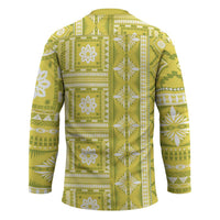 Fiji Masi All Yellow Hockey Jersey Tapa Pattern - Polynesian Pride