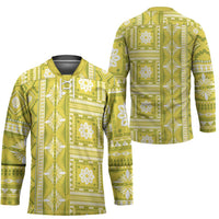 Fiji Masi All Yellow Hockey Jersey Tapa Pattern - Polynesian Pride