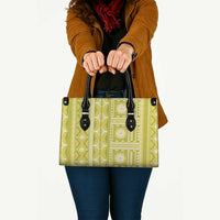 Fiji Masi All Yellow Leather Bag Tapa Pattern - Polynesian Pride