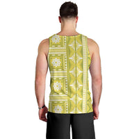 Fiji Masi All Yellow Men Tank Top Tapa Pattern - Polynesian Pride