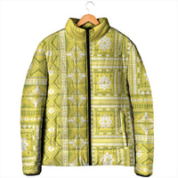 Fiji Masi All Yellow Padded Jacket Tapa Pattern - Polynesian Pride