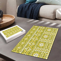 Fiji Masi All Yellow Puzzle Tapa Pattern - Polynesian Pride