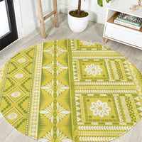 Fiji Masi All Yellow Round Carpet Tapa Pattern - Polynesian Pride