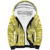 Fiji Masi All Yellow Sherpa Hoodie Tapa Pattern - Polynesian Pride