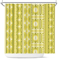 Fiji Masi All Yellow Shower Curtain Tapa Pattern - Polynesian Pride