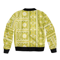 Fiji Masi All Yellow Sleeve Zip Bomber Jacket Tapa Pattern - Polynesian Pride