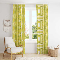 Fiji Masi All Yellow Window Curtain Tapa Pattern - Polynesian Pride