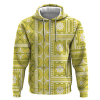 Fiji Masi All Yellow Zip Hoodie Tapa Pattern - Polynesian Pride