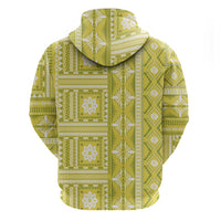Fiji Masi All Yellow Zip Hoodie Tapa Pattern - Polynesian Pride