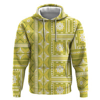 Fiji Masi All Yellow Zip Hoodie Tapa Pattern - Polynesian Pride