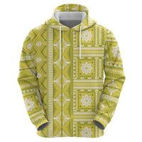 Fiji Masi All Yellow Zip Hoodie Tapa Pattern - Polynesian Pride