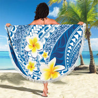 Plumeria Polynesian Blue Glitter Pattern Beach Blanket