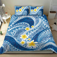 Plumeria Polynesian Blue Glitter Pattern Bedding Set