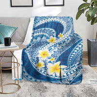 Plumeria Polynesian Blue Glitter Pattern Blanket