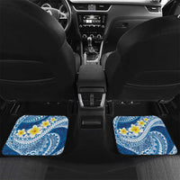 Plumeria Polynesian Blue Glitter Pattern Car Mats