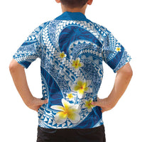 Plumeria Polynesian Blue Glitter Pattern Family Matching Tank Maxi Dress and Hawaiian Shirt LT01 - Polynesian Pride