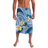 Plumeria Polynesian Blue Glitter Pattern Lavalava