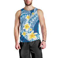 Plumeria Polynesian Blue Glitter Pattern Men Tank Top