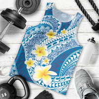 Plumeria Polynesian Blue Glitter Pattern Men Tank Top