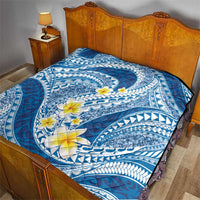 Plumeria Polynesian Blue Glitter Pattern Quilt LT01 - Polynesian Pride
