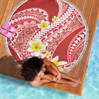 Plumeria Polynesian Coral Glitter Pattern Beach Blanket