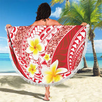 Plumeria Polynesian Coral Glitter Pattern Beach Blanket