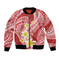 Plumeria Polynesian Coral Glitter Pattern Bomber Jacket