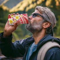 Plumeria Polynesian Coral Glitter Pattern 4 in 1 Can Cooler Tumbler