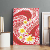 Plumeria Polynesian Coral Glitter Pattern Canvas Wall Art