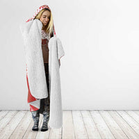 Plumeria Polynesian Coral Glitter Pattern Hooded Blanket