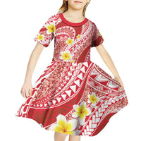Plumeria Polynesian Coral Glitter Pattern Kid Short Sleeve Dress LT01 - Polynesian Pride
