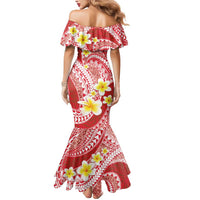 Plumeria Polynesian Coral Glitter Pattern Mermaid Dress