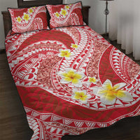 Plumeria Polynesian Coral Glitter Pattern Quilt Bed Set