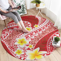 Plumeria Polynesian Coral Glitter Pattern Round Carpet LT01 - Polynesian Pride