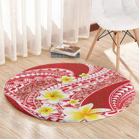 Plumeria Polynesian Coral Glitter Pattern Round Carpet LT01 - Polynesian Pride