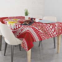 Plumeria Polynesian Coral Glitter Pattern Tablecloth