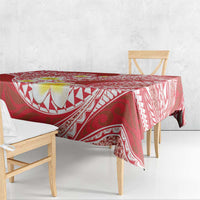 Plumeria Polynesian Coral Glitter Pattern Tablecloth